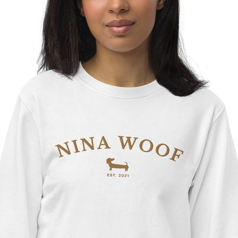 NW Varsity Sweatshirt - Organic Cotton - Unisex - Beige Embroidery - Nina Woof