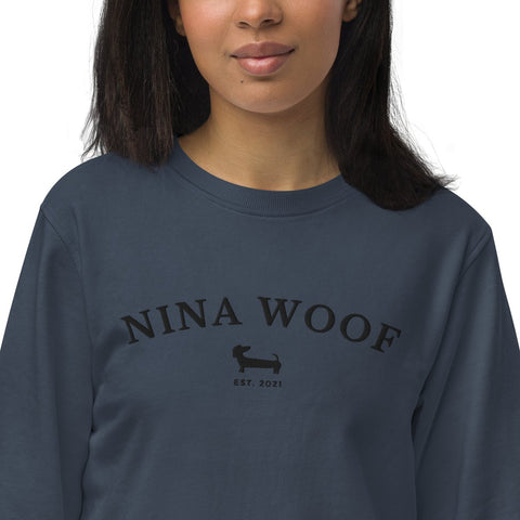 NW Varsity Sweatshirt - Organic Cotton - Unisex - Black Embroidery - Nina Woof