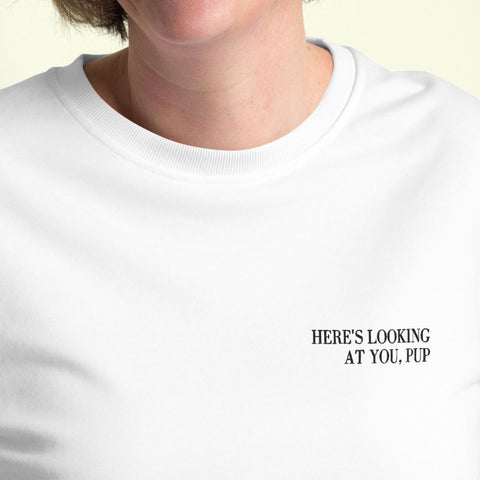 Organic "Here's looking at you, pup" Unisex Sweatshirt - Nina Woof