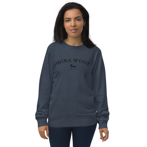 NW Varsity Sweatshirt - Organic Cotton - Unisex - Black Embroidery - Nina Woof