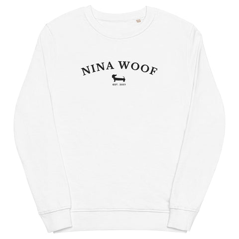 NW Varsity Sweatshirt - Organic Cotton - Unisex - Black Embroidery - Nina Woof