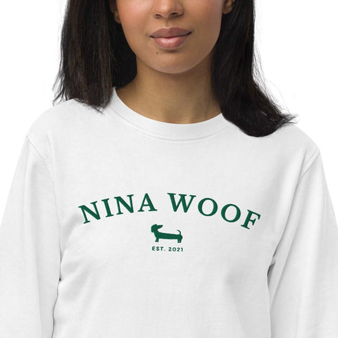 NW Varsity Sweatshirt - Organic Cotton - Unisex - Green Embroidery - Nina Woof