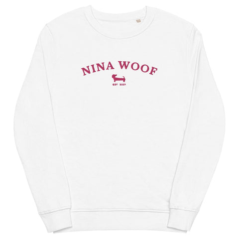NW Varsity Sweatshirt - Pink Embroidery - Organic Cotton - Unisex - Nina Woof