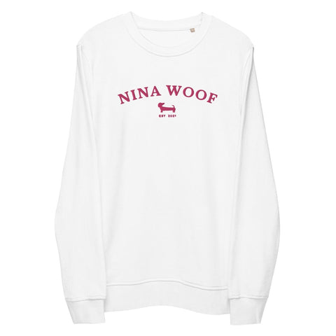 NW Varsity Sweatshirt - Pink Embroidery - Organic Cotton - Unisex - Nina Woof